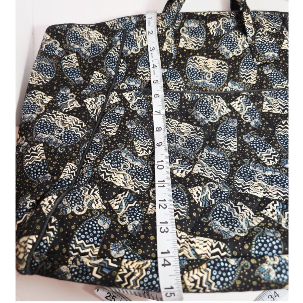 Laurel Burch Quilted Cat Print Large Tote Bag - Picture 11 of 14